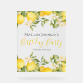 Zesty Lemons Leuk Geel Verjaardagsfeest Acryl Bord (Voorkant)