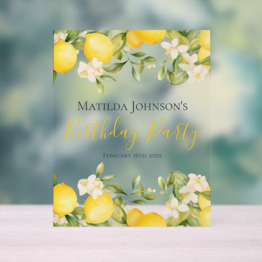 Zesty Lemons Leuk Geel Verjaardagsfeest Acryl Bord (Neutraal)