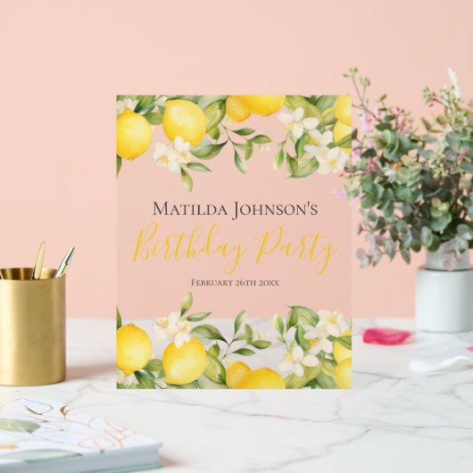Zesty Lemons Leuk Geel Verjaardagsfeest Acryl Bord (Huwelijk)