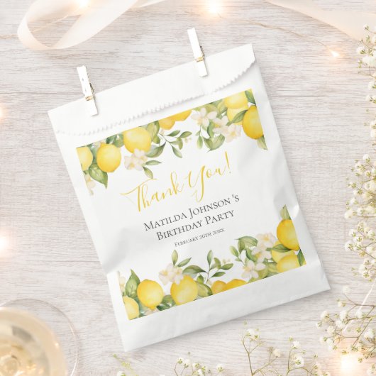 Zesty Lemons Leuk Geel Verjaardagsfeest Bedankzakje (Geknipt)