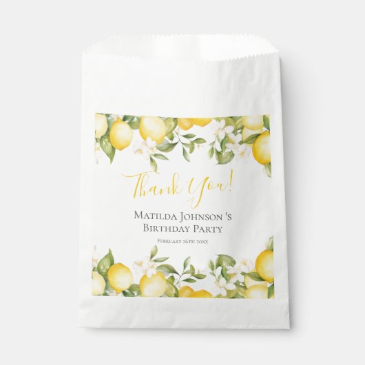 Zesty Lemons Leuk Geel Verjaardagsfeest Bedankzakje (Voorkant)