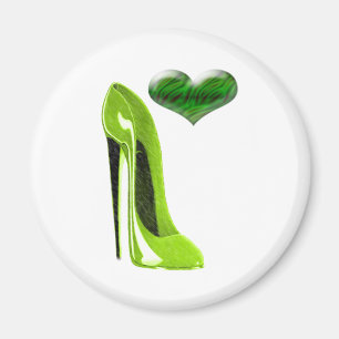Zesty Lime Green Stiletto Shoe en 3D Heart Magneet