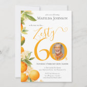 Zesty Oranje foto 60e verjaardagsfeestje Kaart (Voorkant)
