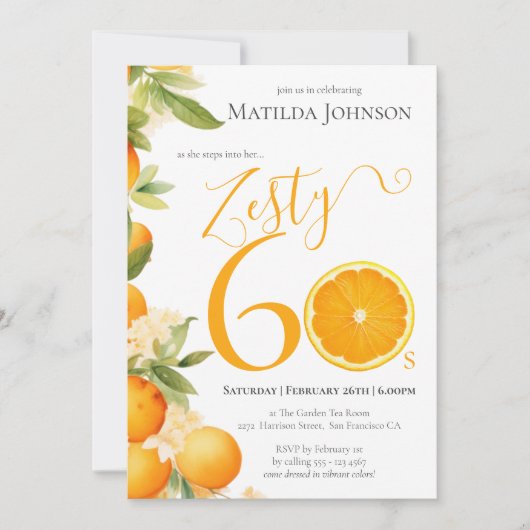 Zesty Oranje Fun 60e Verjaardagsfeestje Kaart (Voorkant)