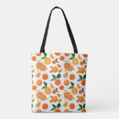 Zesty Orchard' Levendig Oranje & Blad Patroon Tote Bag (Achterkant)