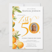 Zesty Sinaasappel Foto 50e Verjaardagsfeestje Kaart (Voorkant)