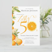 Zesty Sinaasappel Leuk 50ste Verjaardagsfeest Kaart (Staand voorkant)