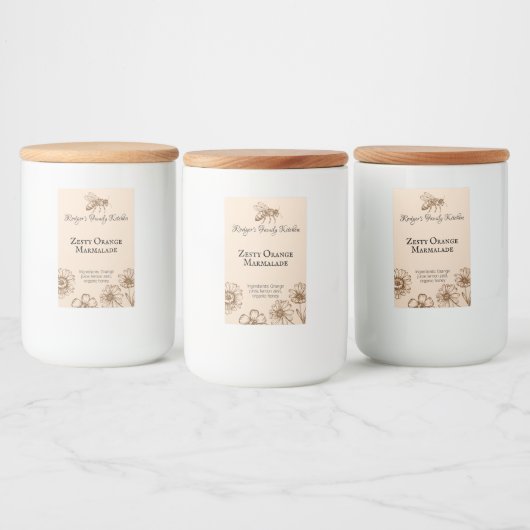 Zesty Sinaasappel Marmalade Bloemen Honing Bijen E Voedselcontainer Etiket (Flessen)