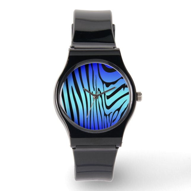 Zesty Zebra Blue Horloge (Voorkant)