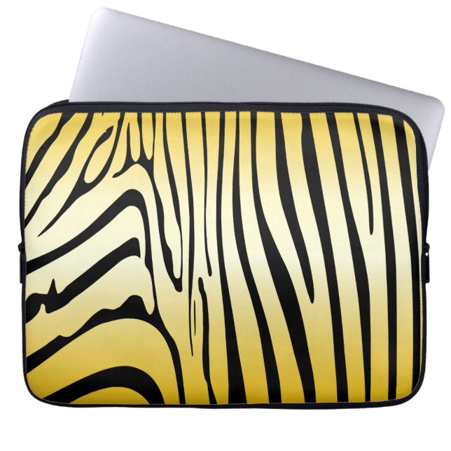 Zesty Zebra Yellow Laptop Sleeve (Voorkant)