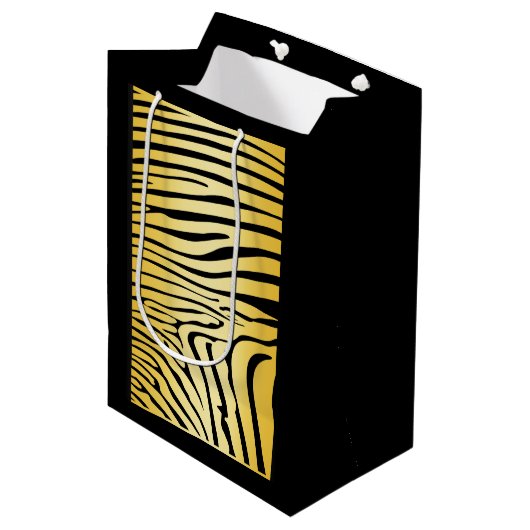 Zesty Zebra Yellow Medium Cadeauzakje (Voorkant Gekanteld)