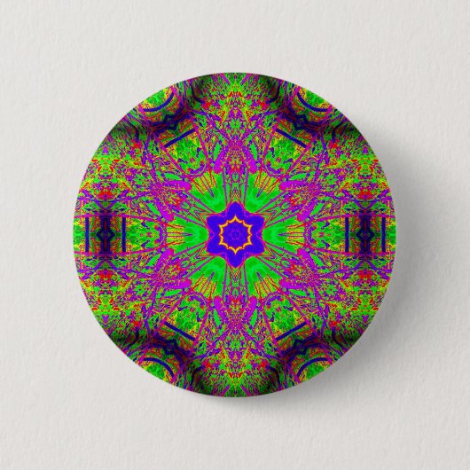 zeszijdige blauwe ster hippie groovy ronde button 5,7 cm (Voorkant)