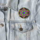 zeszijdige blauwe ster hippie groovy ronde button 5,7 cm (In situ)