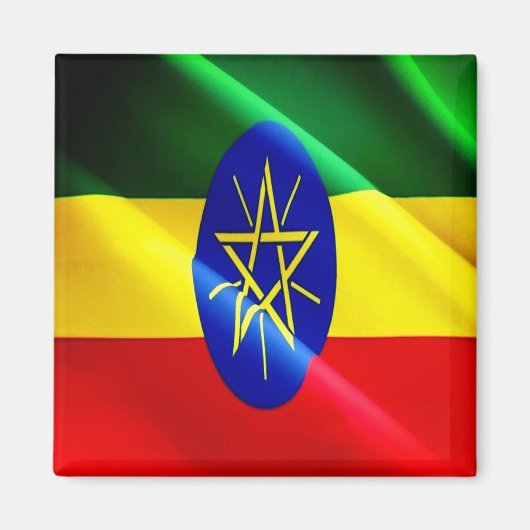 zET002 ETHIOPIA, Waving Flag, Afrika, Fridge Magneet (Voorkant)