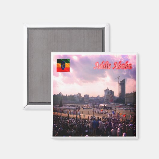 zET005 ADDIS ABABA, Meskal Square, Ethiopië, Fridg Magneet (Voorkant / Achterkant)