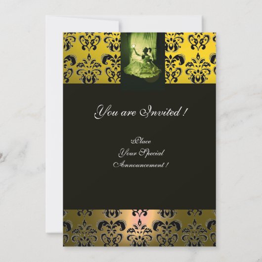 ZET 16 PARTIJ, GEEL GROEN ZWARTE DAMASK KAART (Achterkant)