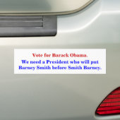 Zet Barney Smith voor Smith Barney. Bumpersticker (Op auto)