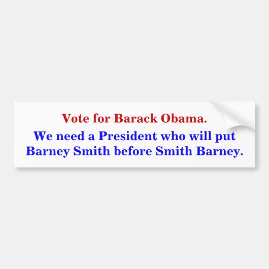 Zet Barney Smith voor Smith Barney. Bumpersticker (Voorkant)