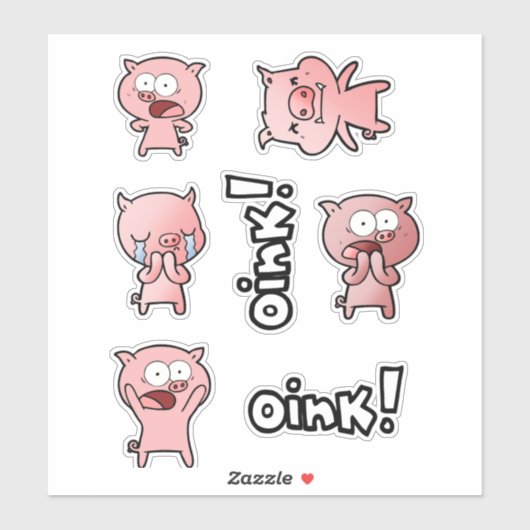Zet Cuite Biggetjes Stickers voor Kinderen en Dier (Vel)
