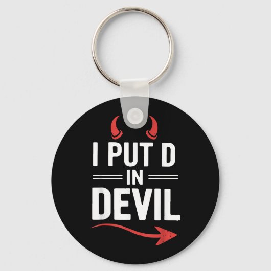 Zet D in Duivel Grappig Halloween Matching Koppel Sleutelhanger (Voorkant)