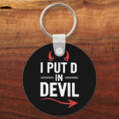 Zet D in Duivel Grappig Halloween Matching Koppel Sleutelhanger (Voorkant)