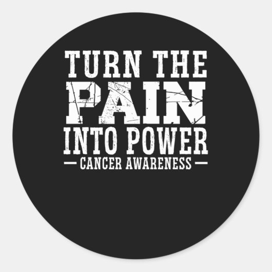 Zet de pijn om in Power Cancer Awareness Chemo Ronde Sticker (Voorkant)