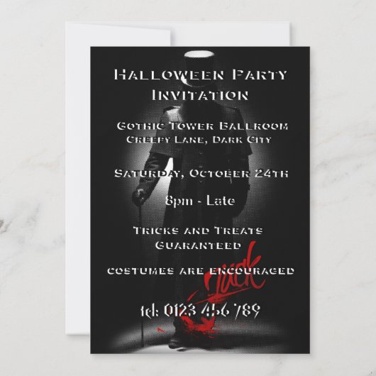 zet de ripper halloween - partijuitnodiging aan kaart (Achterkant)