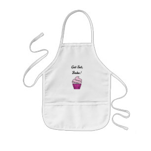 Zet de roze cupcake op zijn plaats kinder schort