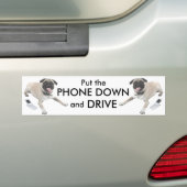 Zet de telefoon neer en rijd bumpersticker (Op auto)