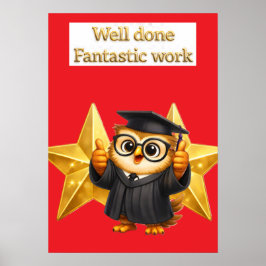 Zet de uil, uitstekend fantastisch werk twee goude poster