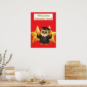 Zet de uil, uitstekend fantastisch werk twee goude poster