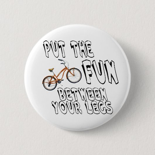 Zet de veer tussen je benen. ronde button 5,7 cm (Voorkant)