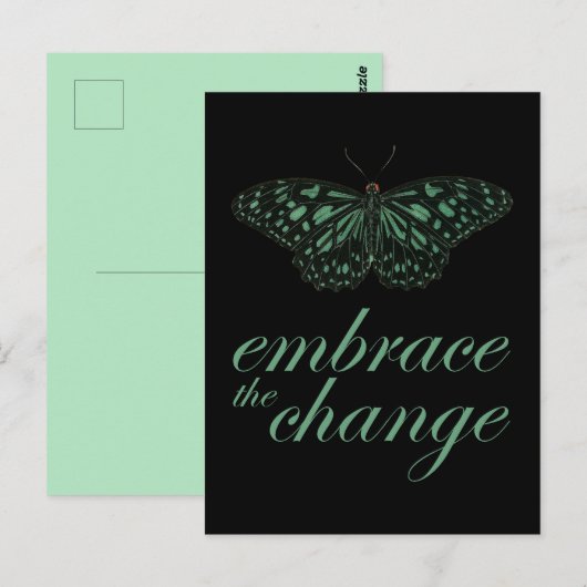 Zet de Verandering - Groene Butterfly in Briefkaart (Voorkant / Achterkant)