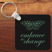 Zet de Verandering - Groene Butterfly in Sleutelhanger (Voorkant)