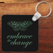 Zet de Verandering - Groene Butterfly in Sleutelhanger (Achterkant)