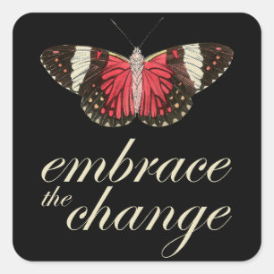Zet de Verandering in - Roze Butterfly Vierkante Sticker