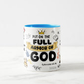 Zet de wapenrusting van God op twee-tonige koffie- Tweekleurige Koffiemok (Center)
