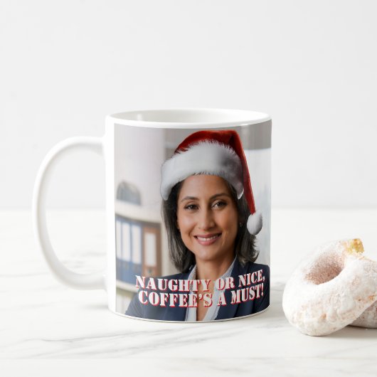 Zet een kerstmuts op | Grappig Kantoor vakantie fe Koffiemok (Met donut)