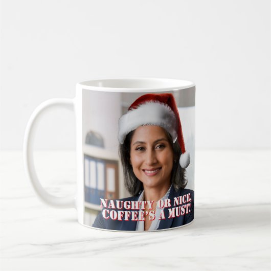 Zet een kerstmuts op | Grappig Kantoor vakantie fe Koffiemok (Links)