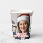 Zet een kerstmuts op | Grappig Kantoor vakantie fe Papieren Bekers (Achterkant)