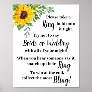 Zet een ring om het zonnebloemen bruiloftsshowersp poster
