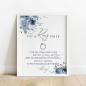 Zet een Ring op Dusty Blue Floral Vrijgezellenfees Poster