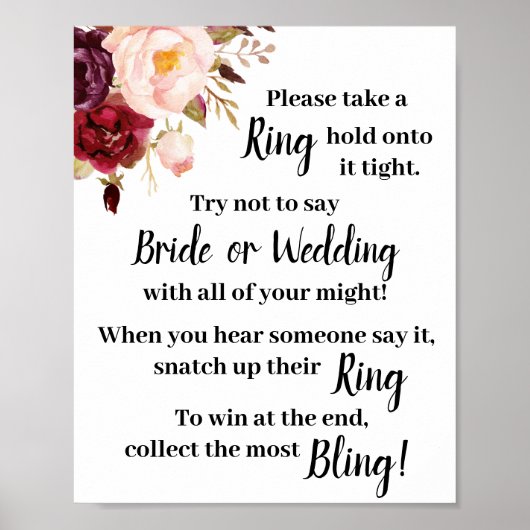 Zet een ring op het Marsala-douche Spel Bord Poster (Voorkant)