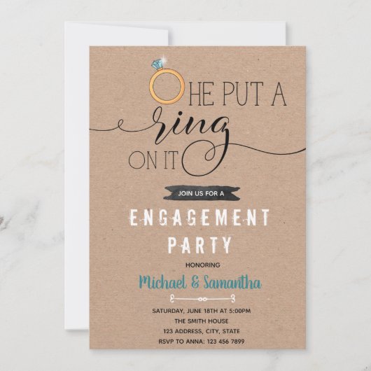 Zet een ring op het verloving uitnodiging (Voorkant)
