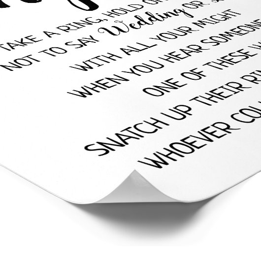 Zet een Ring op het vrijgezellenfeest trouwspel. Poster (Hoek)