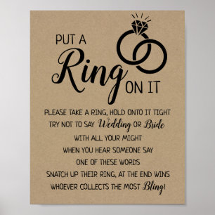 Zet een Ring op het vrijgezellenfeest trouwspel. Poster