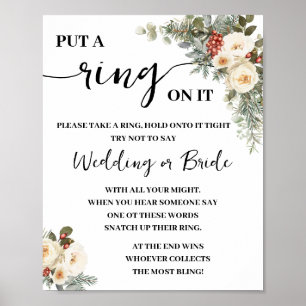 Zet een ring op Winter Witte Bruidsfeest Spel Bord Poster