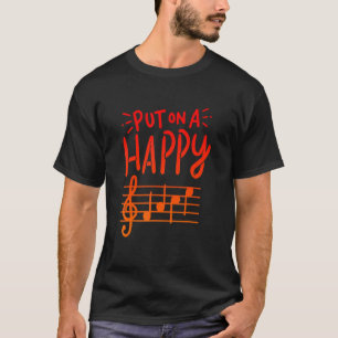 Zet een vrolijk gezicht Musicus Grafisch Thee T-shirt