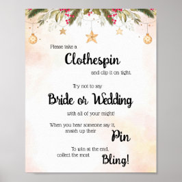 Zet een wasknijper Kerstdouche Spel Bord Poster