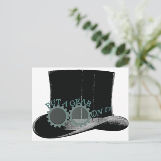 zet er een tandwiel op - steampunk briefkaart (Staand voorkant)